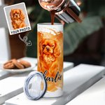 Personalized Watercolour Painting Pet Portrait Photo 20oz Skinny Tumbler with Straw and Cleaning Brush Birthday Memorial Gift for Pet Lovers
