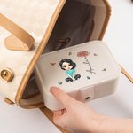 Portagioie in pelle PU personalizzato con fiore di nascita personaggio cartone animato e nome regalo di compleanno e matrimonio per donne e ragazze