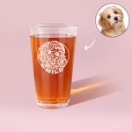 Verre à Bière Personnalisé avec Nom Photo Dessin Gravé d'Animal de Compagnie Cadeau Anniversaire Crémaillère pour Propriétaires d'Animaux
