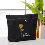 Personalisierte große Geburt Blume Name Tragetasche mit Reißverschluss und Mesh-Tasche Geburtstag Hochzeit Geschenk für Frauen Mädchen