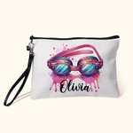 Personalised Pink Swimming Glasses Cosmetic Bag with Name Gift for Swimming Lover Coach Team