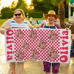 Personalisierte schnell trocknende Retro 70er Jahre Stil Schachbrettmuster Mikrofaser Strandtuch mit Geburt Blume und Name Sommer Reise Essentials Ges