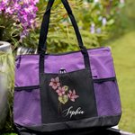 Personalisierte große Geburt Blume Name Tragetasche mit Reißverschluss und Mesh-Tasche Geburtstag Hochzeit Geschenk für Frauen Mädchen