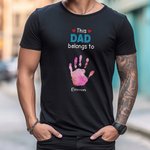 Personalized Belongs to Watercolor Family Hand Print 100% Cotton T-shirt with Name and Nickname Father's Day Birthday Gift for Dad Grandpa