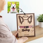 Personalizzato cane gatto orecchie silhouette collare di legno con nome Pet perdita regalo commemorativo per l'amante dell'animale domestico