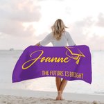 Personalized Super Absorbent Quick Dry Bachelor Cap Beach Towel with Name Multicolour Available Class of 2025 Graduation Party Gift for Graduates