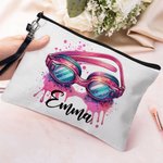 Personalised Pink Swimming Glasses Cosmetic Bag with Name Gift for Swimming Lover Coach Team