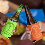 Personalisierter Bier-Kühlmanschette mit Namen Cocktail-Dattelpalme-Muster Bierflasche-Kühlmanschette 12er Set Oktoberfest Geschenk für Ehepaar