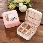 Personalised Birth Flower Golf Leather Jewellery Box with Name Birthday Travel Accessory Gift for Women Golf Lover