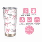 Personalized Coquette Bow 20oz Text Tumbler with Straw Anniversary Inspire Birthday Gift for Her