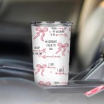 Personalized Coquette Bow 20oz Text Tumbler with Straw Anniversary Inspire Birthday Gift for Her