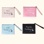 Personalized Travel Documents Passport Leather Zip Pouch Storage Bag with Wrist Strap and Name Anniversary Birthday Gift for Friend Family