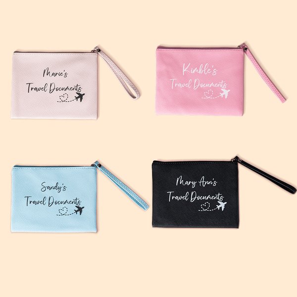 Personalisierte Reisedokumente Reisepass Leder Zip Pouch Aufbewahrungstasche mit Handschlaufe und Name Jahrestag Geburtstag Geschenk für Freund Famili
