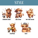 Personalized Cute Highland Cow 100% Cotton Baby Onesie T-shirt Parent-child Clothing with Name and Year First Father's Day Gift for Newborn New Dad