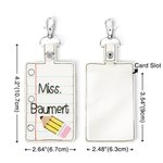 Personalized Pencil Line Book Flash PU Embroidery Teacher Badge ID Holder with Name Back to School Teacher's Day Appreciation Gift for Teacher