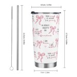 Personalized Coquette Bow 20oz Text Tumbler with Straw Anniversary Inspire Birthday Gift for Her