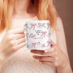 Personalized Coquette Bow Blessed Words of Bible 11oz 15oz Ceramic Mug with Text Birthday Motivational Gift for Her