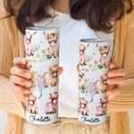 Personalised Cute Boho Floral Highland Cow 20oz 30oz Tumbler with Name and Straw Birthday Gift for Highland Cow Lover