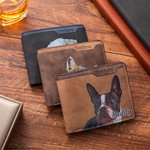 Personalisierte Haustier Porträt Ölmalerei Stil PU-Leder Herrn Geldbörse mit Namen Fächern Vatertag Geburtstag Geschenk für Haustierliebhaber