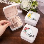 Personalised Birth Flower Golf Leather Jewellery Box with Name Birthday Travel Accessory Gift for Women Golf Lover