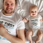 Onesie Bébé ou T-Shirt 100% Coton Personnalisé avec Nom et Année Cadeau Fête des Pères pour Nouveau Papa Bébé
