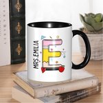 Personalisierte Bleistift Apfel Notebook Papier Elemente Spaß Letter Initial 11oz Keramik Becher mit Namen Wertschätzung zurück zu Schule Geschenk für