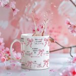 Personalized Coquette Bow Blessed Words of Bible 11oz 15oz Ceramic Mug with Text Birthday Motivational Gift for Her
