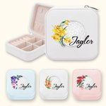 Personalised Birth Flower Golf Leather Jewellery Box with Name Birthday Travel Accessory Gift for Women Golf Lover