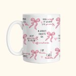 Personalized Coquette Bow Blessed Words of Bible 11oz 15oz Ceramic Mug with Text Birthday Motivational Gift for Her