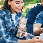 Personalised Cute Boho Floral Highland Cow 20oz 30oz Tumbler with Name and Straw Birthday Gift for Highland Cow Lover