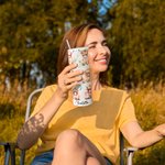 Personalised Cute Boho Floral Highland Cow 20oz 30oz Tumbler with Name and Straw Birthday Gift for Highland Cow Lover