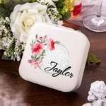 Personalised Birth Flower Golf Leather Jewellery Box with Name Birthday Travel Accessory Gift for Women Golf Lover
