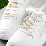 Personalised Pair of Stainless Steel Watercolor Birth Flower Shoelace Charms Shoe Buckles with Name Birthday Gift for Her