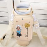 Personalised Cute Cartoon Birth Flower Butterfly Water Bottle Holder with Removable Pouch for 40oz Stanley Tumbler Birthday Gift for Bestie Mom