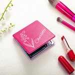 Personalised Line Birth Flower Folding Pocket Compact Mirror with Name Multicolor Makeup Tools Birthday Bridesmaid Gift for Her