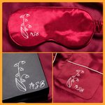 Pyjama en Satin Personnalisé avec Nom Fleur de Naissance Vêtements avec Masque de Yeux Chouchou de Cheveux Cadeau Anniversaire Fête pour Femme