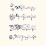 Personalised Pair of Stainless Steel Watercolor Birth Flower Shoelace Charms Shoe Buckles with Name Birthday Gift for Her