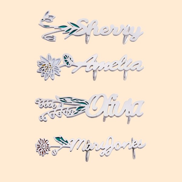 Personalisierte Paar Edelstahl Aquarell Geburt Blume Schnürsenkel Charms Schuhschnallen mit Namen Geburtstag Geschenk für Sie