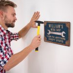 Personalized I Can Fix Anything Except Stupid Workshop Garage Metal Sign with Name Father's Day Birthday Gift for Him