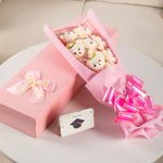 Personalized Cute Stuffed Flower Plush Bear Ribbon Bow Bouquet with Gift Box and Greeting Card Class of 2025 Graduation Party Gift for Graduates