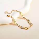 Gepersonaliseerde Geboortesteen Familie Paperclip Ketting Armband met 1-4 Gegraveerde Namen Verjaardag Moederdag Cadeau voor Vrouwen