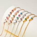 Personalised Dainty 1-6 Birthstones Bracelet with Engraved Names Birthday Anniversary Gift for Mom Grandma