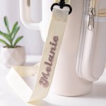 Personalised Water Bottle Carrier Bag for 40oz Stanley Tumbler with Embroidered Name and Letter Pendant Travel Accessories Birthday Gift for Her