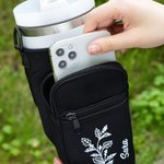 Personalized Waterproof Birth Flower Water Bottle Carrier Bag Pouch for 40oz Stanley with Adjustable Strap and Free Straw Topper Birthday Gift for Her