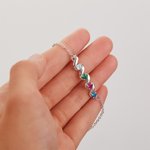Personalised Dainty 1-6 Birthstones Bracelet with Engraved Names Birthday Anniversary Gift for Mom Grandma