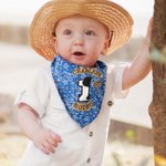 Personalized 1st Birthday Rodeo Cowboy Baby Burlap Bandana Bib with Name Baby Shower Birthday Party Gift for Baby