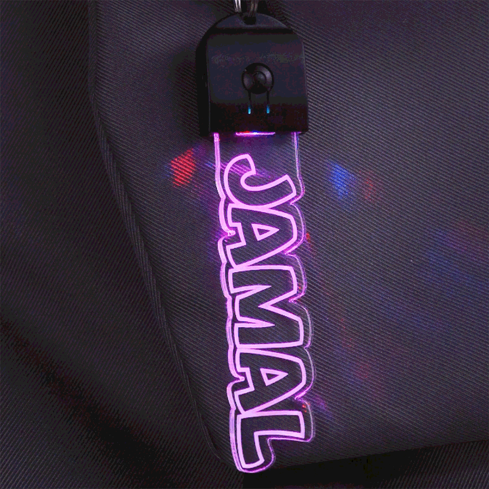 Personalised LED Light Up Acrylic Keychain Bag Tag with Name and 7 Light Modes Birthday Gift for Friends