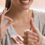 Personalised British Sign Language Necklace with Fingerspelling Name Charm Heartwarming Gift for Hearing Impairment BSL Interpreter Teacher