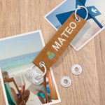 Porte-clés de Voyage Personnalisé avec Nom Brodé sur Feutre Texte Gravé sur Anneau Cadeau d'Anniversaire pour Voyageur