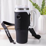 Personalised Water Bottle Carrier Bag for 40oz Stanley Tumbler with Embroidered Name and Letter Pendant Travel Accessories Birthday Gift for Her